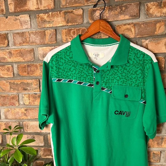 CAVI MEN’S GREEN, WHITE, & BLACK SS POLO. GOOD CONDITION. SIZE XL - Picture 2 of 6